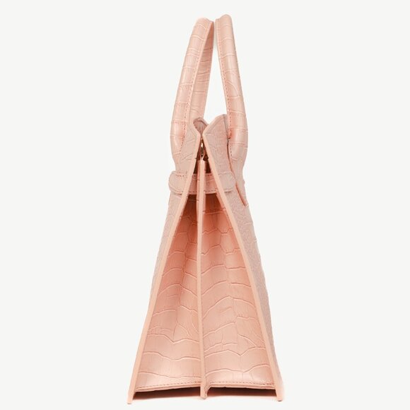 Teddy Blake Kate Croco 12" Nude Pink Leather Tote - Picture 3 of 11